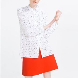 ZARA Boyfriend oversized polka dot shirt